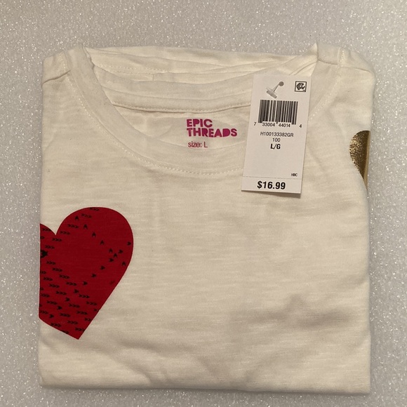 ❤️ 2/$25* ❤️ NWT - Girls Long Sleeve Heart & Star Design Crop Top - Sz L - Picture 5 of 11